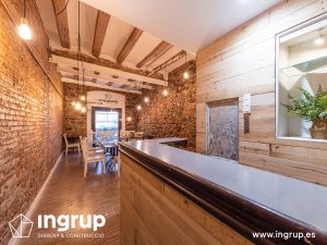 0010 la magrana restaurante cuina meditarrania ingrup estudi diseno construccion granollers barcelona obra reforma interiorismo comedor segundo piso despues paredes ladrillo