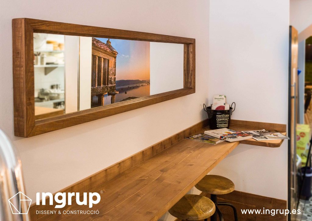 05 ingrup estudi obra y construccion diseno reforma granollers barcelona gastrobar encontros detalle espejo madera
