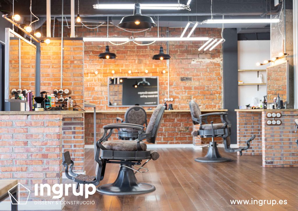 09 proyecto integral llaves en mano ingrup estudi diseno construccion obra reforma barberia interiorismo 3d zona de trabajo mobiliario iluminacion