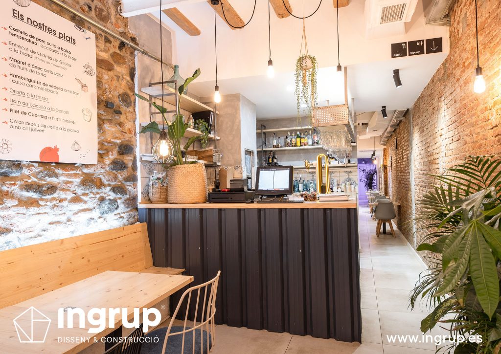 barra nueva resturant la magrana obra diseno reforma ingrup estudi construccio interiorisme decoracion iluminacion logo