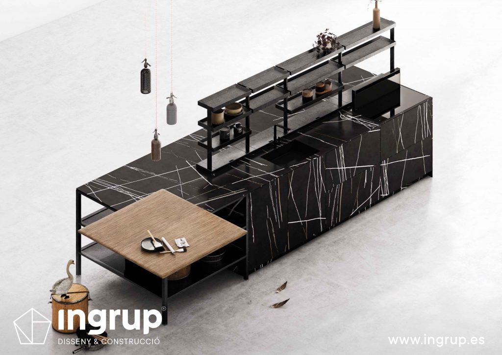 diseno-isla-cocinas-a-medida-rekker-partner-showroom-exposicion-ingrup-estudio-construccion-retail-granollers-barcelona-materiales-alta-calidad
