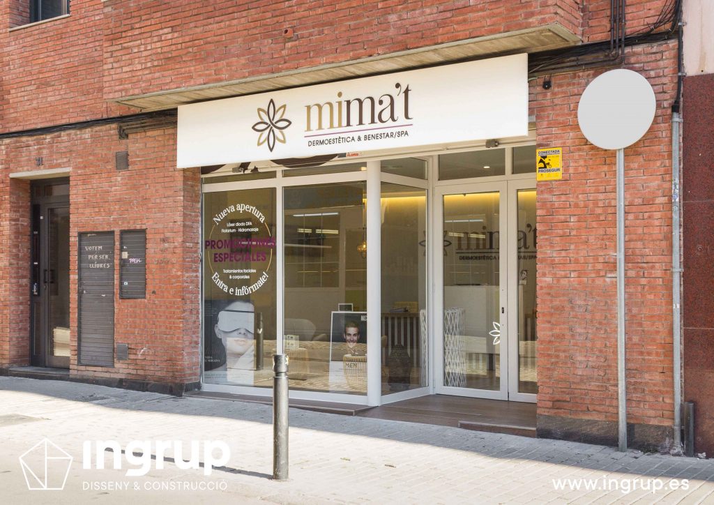 01 rotulo entrada mimat dermoestetica rotulacion cajon luminoso letras corporeas metacrilato local comercial interiorismo ingrup estudi diseno construccion retail granollers barcelona