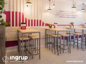 06 despues zona picoteo mobiliario iluminacion pintura barjj ingrup estudi diseno construccion retail rotulacion granollers