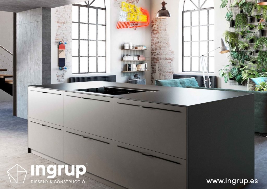 09 diseno detalle isla moderna cocinas a medida rekker partner showroom exposicion ingrup estudio construccion retail granollers barcelona materiales alta calidad