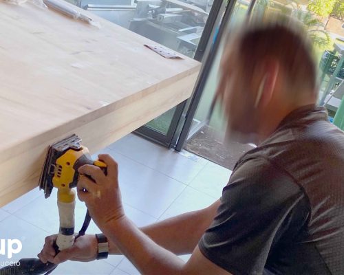 10 acabados madera lijado nueva barra restaurante ohtapa ingrup estudi granollers barcelona obra reforma estructura de acero