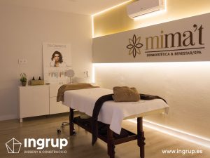 10 despues interior cabina masajes dermoestetica iluminacion dimmer led pintura parquet climatizacion letras corporeas ingrup estudi diseno construccion retail rotulacion interiorismo granollers barcelona