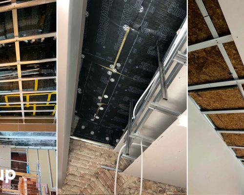 09 fases instalacion aislamiento acustico techo pladur con certificado reforma integral local comercial vermuteca interiorismo 3d ingrup estudi diseno construccion retail granollers barcelona