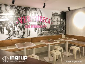 12 despues piso superior vermuteca mobiliario a medida fabricacion vinilo decorativo reforma integral local comercial vermuteca interiorismo 3d ingrup estudi diseno construccion retail granollers barcelona