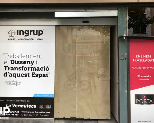 12 entrada local antigua antes reforma integral local comercial vermuteca interiorismo 3d ingrup estudi diseno construccion retail granollers barcelona