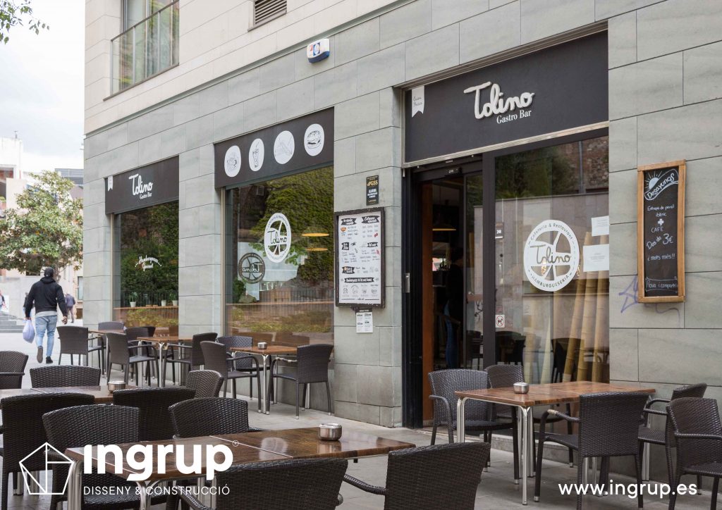 01 restyling reforma interiorismo restaurante gastrobar tolino local comercial rotulación vinilo decorativo letras corporeas ingrup estudio diseno construccion retail granollers barcelona